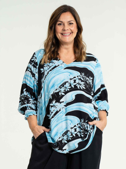 AGNA - Sort viskose bluse med print