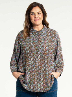 AGNA - Sort viskose bluse med print