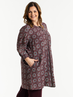 BETH - Bordeaux bluse med blomsterprint