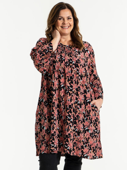 BETH - Bordeaux bluse med blomsterprint