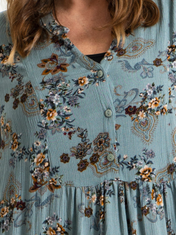 Gozzip ELLY - Dueblå tunika med blomster print