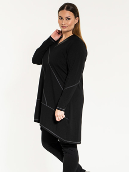 CARLOTTA - Sort oversize bluse i kraftig jersey