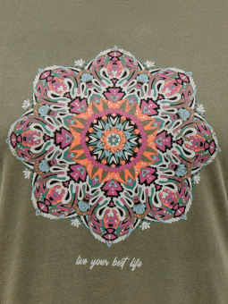 Only Carmakoma MIKO - Grøn bomulds t-shirt med print