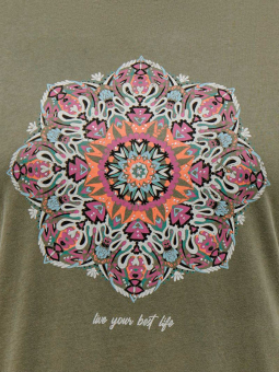 Only Carmakoma MIKO - Grøn bomulds t-shirt med print