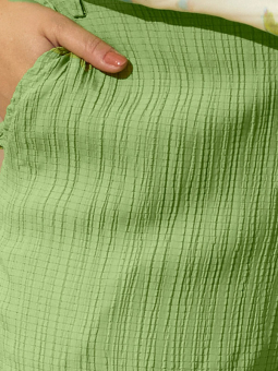 Zhenzi SCARLET - Grønne culotte bukser med stribet struktur
