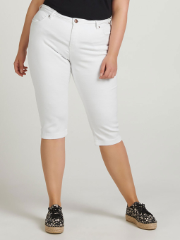 Zizzi Hvide capri jeans med tætsiddende ben