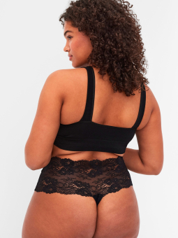 Zizzi 2-Pak sort g-strings trusse med blonde