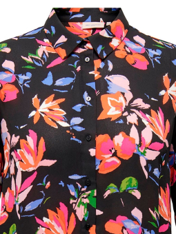 Only Carmakoma ALMA LIFE - Sort skjorte med lange ærmer og klare blomster