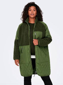 VALERIA - Grøn frakke i blød teddy