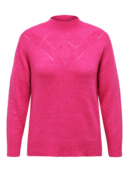 Only Carmakoma ALLIE - Pink strik trøje med mønster 
