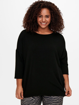 Only Carmakoma AMOUR - Sort jersey bluse med 3/4 ærmer