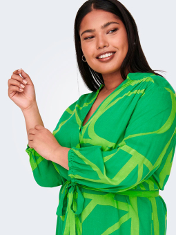 Only Carmakoma NEWDENIZIA - Grøn viskose skjorte kjole med mønster