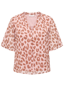 Only Carmakoma VICTORA - Lyserød bluse i 2 lag med leopardprint