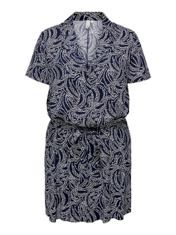 Only Carmakoma  LOLLI LIFE - Skjorte kjole i marine blå viskose med hvidt mønster