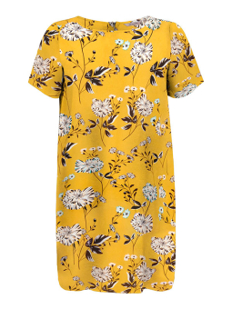 LUXMIE - Gul kjole med blomster print