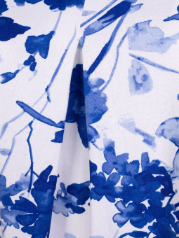 Pont Neuf hvid viskose bluse med klassisk blå print
