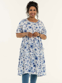 Studio Charlotta - Hvid viskose kjole med smukke blå blomster