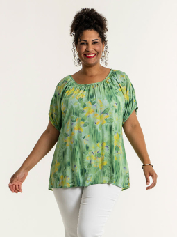 Studio ACHENA - Grøn viskose bluse med blomster print