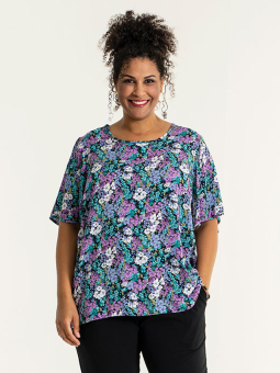 Studio GRO - Sort bluse med blomsterprint