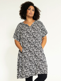 ELMA - Sort og grå printet tunika kjole