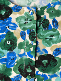 Studio IDA - Lang skjorte kjole med blå og grønne blomster