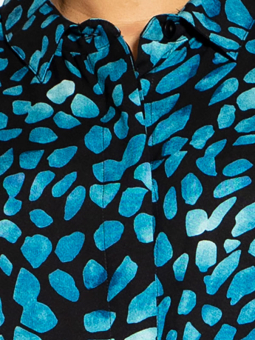 Studio EMILIE - Sort skjortekjole med petroleumsfarvet mønster