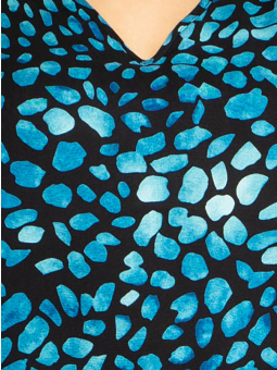 Studio EMMY - Sort bluse med petroleumsfarvet mønster