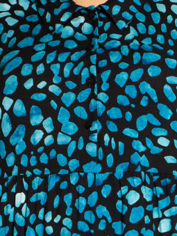 Studio LISE - Sort kjole med petroleumsblåt mønster