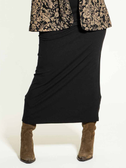 BERIT - Bluse med print i sort og brun