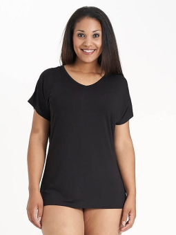 Sandgaard (fra Studio) AMSTERDAM - Sort basis t-shirt i viskose jersey