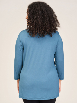 Sandgaard (fra Studio) AMSTERDAM - Petroleumsblå basis jersey bluse med 3/4-ærmer