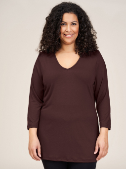 Sandgaard AMSTERDAM - Brun basis jersey bluse med 3/4-ærmer