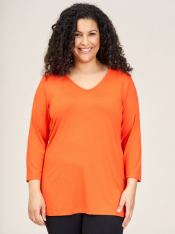 Sandgaard (fra Studio) AMSTERDAM - Orange basis jersey bluse med 3/4-ærmer