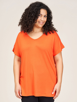 AMSTERDAM - Orange basis jersey bluse med 3/4-ærmer