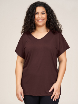 AMSTERDAM - Brun basis jersey bluse med 3/4-ærmer