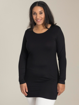 Sandgaard (fra Studio) AMSTERDAM - Sort basis bluse med ekstra længde og lange ærmer