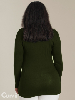 Sandgaard AMSTERDAM - Khakigrøn jersey bluse med lange ærmer