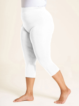 OSLO - Hvide 3/4 leggings med blondekant