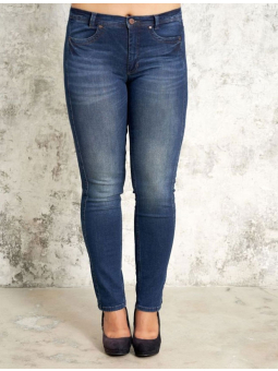Ashley - Mørkeblå denim jeans med kort benlængde