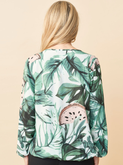 Pont Neuf Bluse med blad og vandmelon print