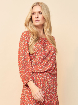 Pont Neuf Rød bluse med blomsterprint