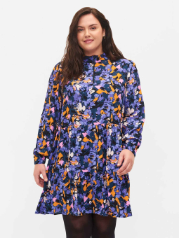 Zizzi Lilla viskose tunika med blomster print