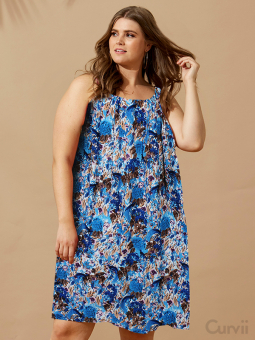 ESTELLE - Sort jersey kjole med pink print