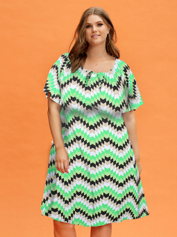 Zhenzi CORINNE - Grøn jersey kjole med print 