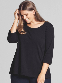 Zizzi Sort basis t-shirt i bomuld