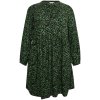 KC MIRANA - Flot grøn kjole med sort mønster i lækker kraftig viskose fra Kaffe Curve