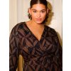 KC RAZINA - Elegant viskose slå-om kjole i smart sort og brunt mønster fra Kaffe Curve