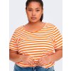 Carlife - Lækker bomulds t-shirt med råhvide og orange striber fra Only Carmakoma