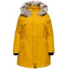 Car IRENA - Varm vinter jakke i flot sennepsgul med hætte og aftagelig pels fra Only Carmakoma