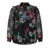 Car MONDENALINA - Sort chiffon skjorte bluse med smukt blomsterprint fra Only Carmakoma